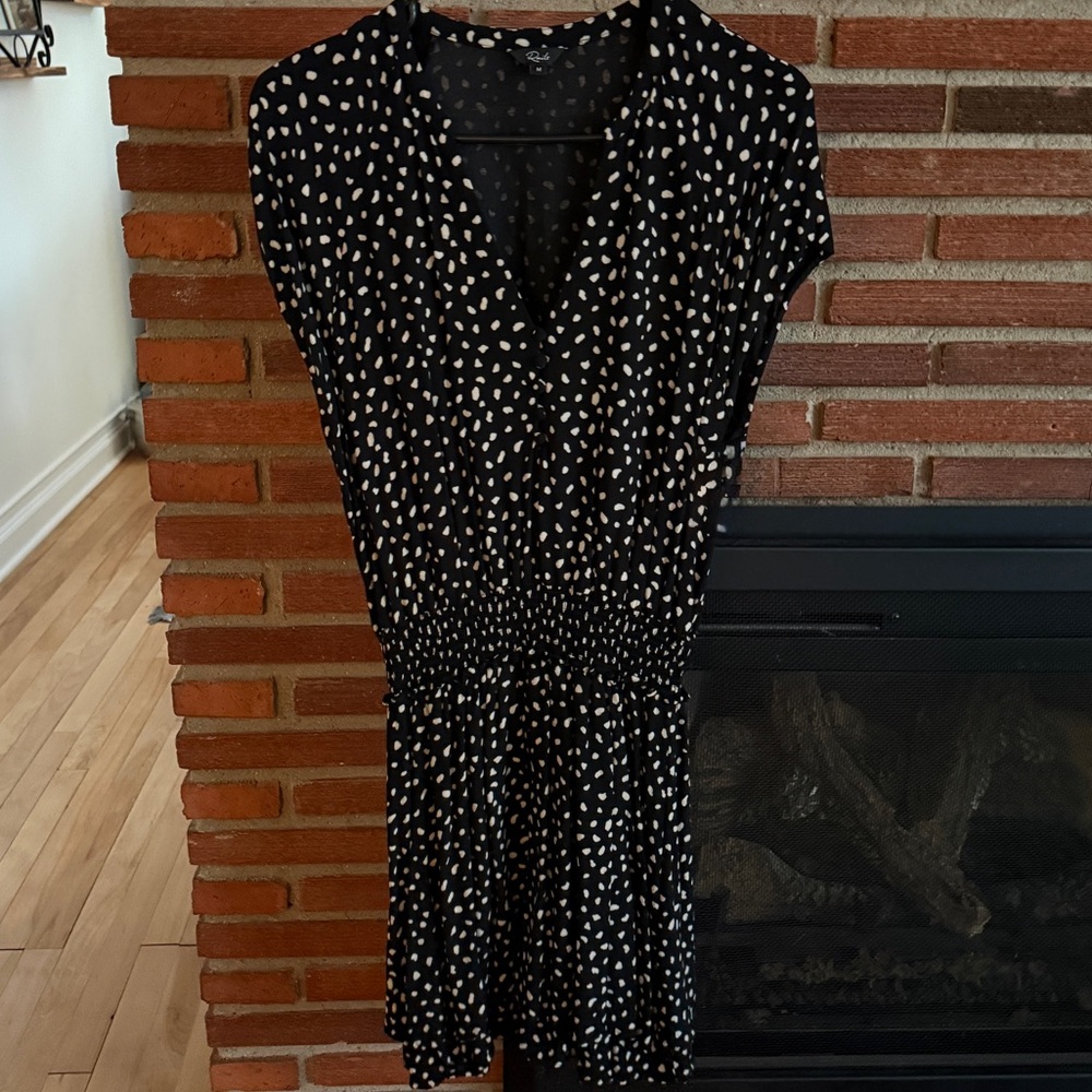 Rails Black Mini Dress with Cream Dot Print